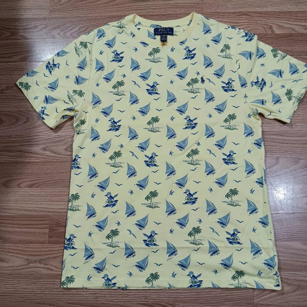 Polo by Ralph Lauren Kids Navy Sailboat Print Shirt